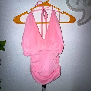 Fashion Nova Pink Mesh Cowl Neck Halter Top – Size M (NWT)